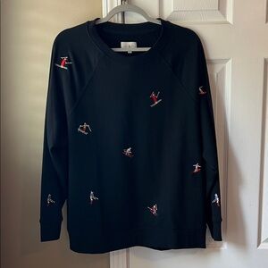 Lou & Grey Black Sweatshirt with Red Embroidery